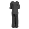 thumbnail image 4 of Baberdicy Women's 2 Piece Trendy Outfits Summer Casual Belt Pocket Set Half Sleeve O Neck Top and Wide Leg Trouser Set Two Piece Outfits for Women Dark Gray S-5Xl, 4 of 5
