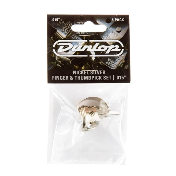 JIM DUNLOP 33P.015 Nickel Silver Finger & Thumbpicks, .015", 5/Player's Pack