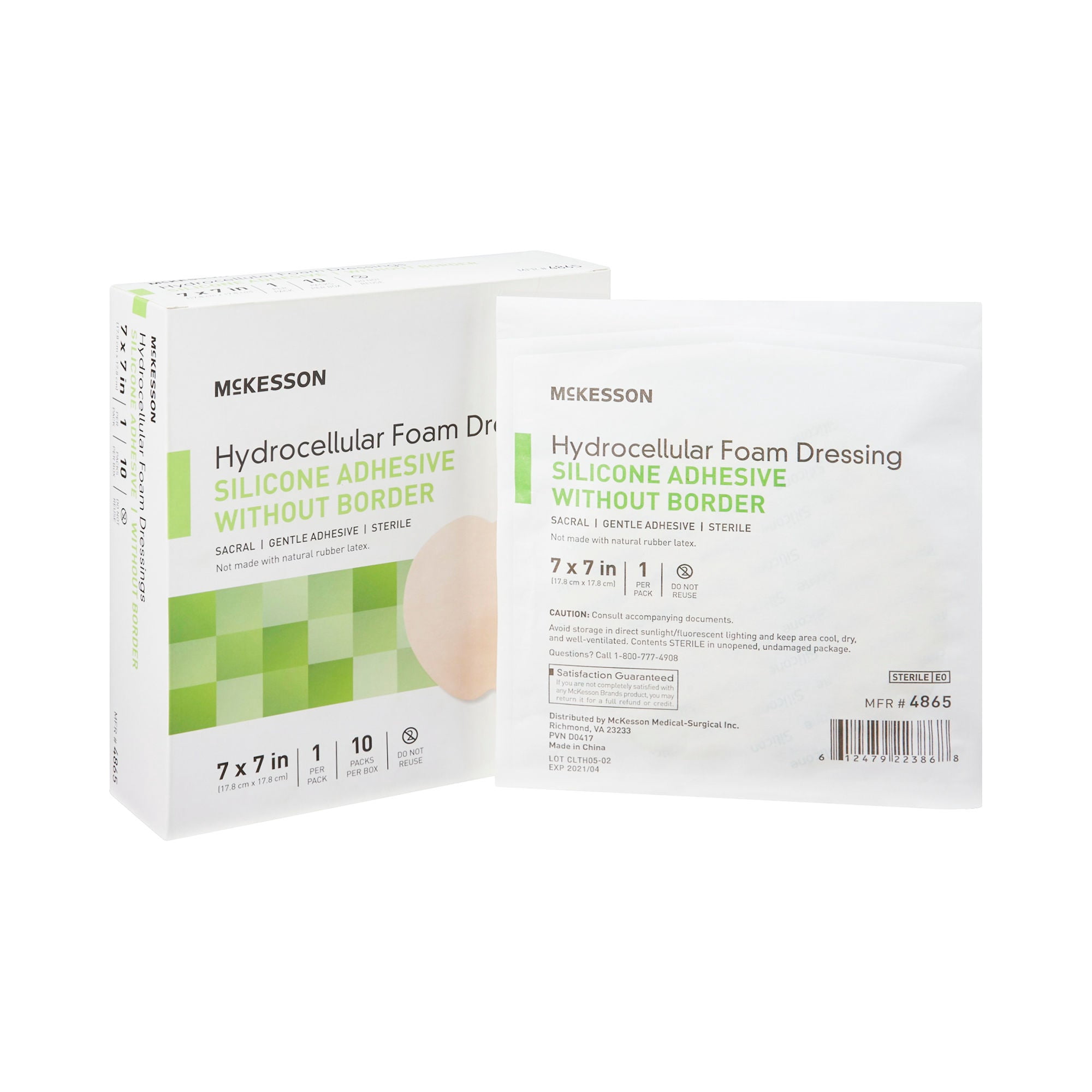 McKesson Hydrocellular Foam Dressing, Adhesive Bandage - Sacral, 7 in x 7 in, 10 Count, 1 Pack