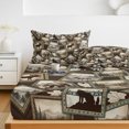 thumbnail image 6 of Queen Size Fitted Sheet Set - Moose Bear Icons 3 Piece Bedding Sets 16" Deep Pocket Fitted Sheet with 2 Pillowcases, Rustic Vintage Brown Forest Scenic Frames Brushed Microfiber Hotel Bed Sheets, 6 of 9