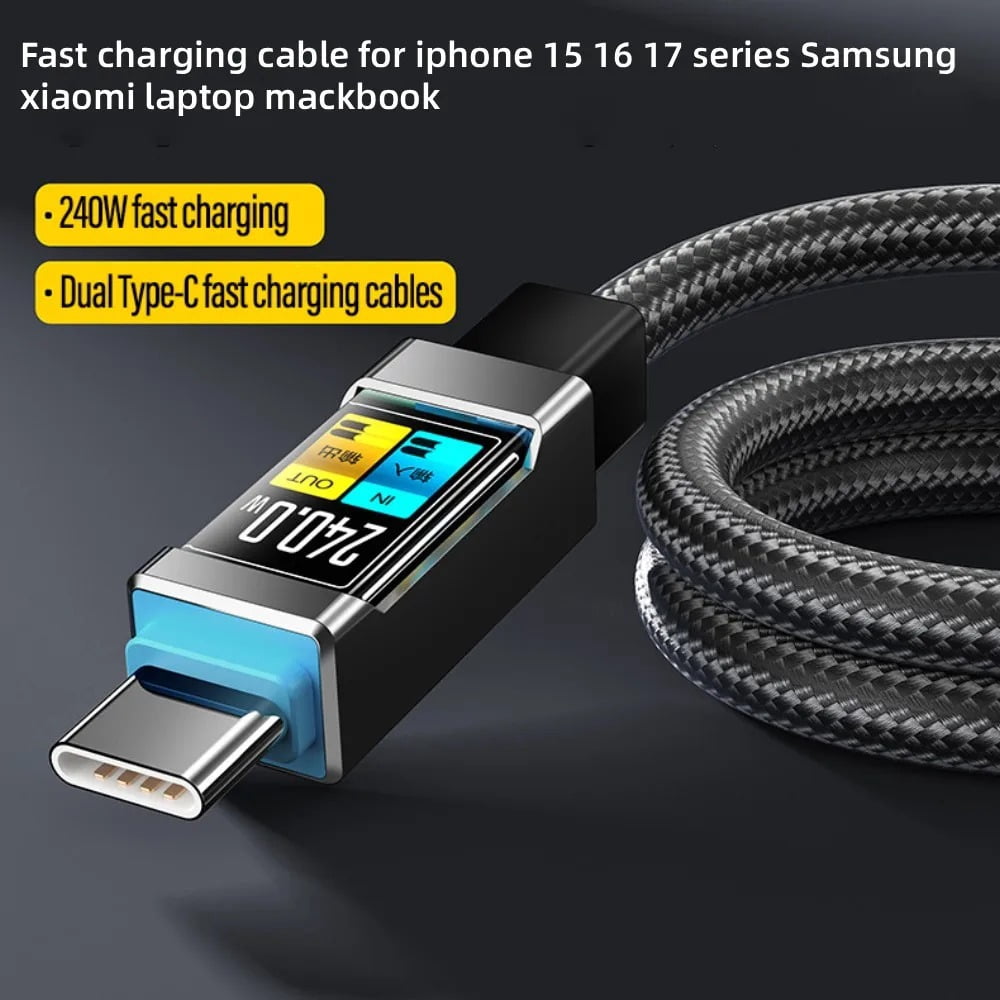 240W Type-C to Type-C Fast Charging Data Cable for iPhone 15 16 17 pro max Samsung Huawei Xiaomi OPPO Phone