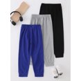 thumbnail image 3 of Fdqin Boys Sweatpants - 3 Pack Elastic Waisted Stripes Athletic Jogger Pants for Kids 3-12 Years, 3 of 7