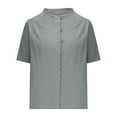 thumbnail image 5 of QINGFSAP Short Sleeve Tops for Women Loose Vintage Button Down Shirt Dressy Casual Summer Tunic Blouse, 5 of 6
