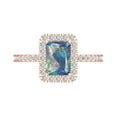 thumbnail image 2 of 1.86ct emerald cut blue moissanite 18k rose gold halo Bridal Wedding Engagement Promise Anniversary Ring for Women size 8.5, 2 of 7