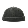thumbnail image 4 of Gros Bonnet Docker Délavé Sans Bord Casquette Chapeau Sans Visière Couleur Unie Rétro Vintage Style de Rue Printemps Automne Extérieur Kaki Taille Unique, 4 of 6