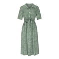 thumbnail image 4 of Abcnature Womens Maxi Dress, Women Bohemian Print Short Sleeve Button Bage Knee Length Dress, Plus Size Summer Casual Beach Party Long Dress Green M, 4 of 4