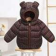 thumbnail image 4 of Fesfesfes Unisex Childrens Winter Hooded Down Jacket with Small Ears Print Lightweight Warm Puffer Coat for Boys and Girls Casual Outdoor Play(Brown#1,4-5 Years), 4 of 5