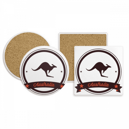 

Australia Flavor Kangaroo Emblem Illustration Coaster Cup Mug Holder Absorbent Stone Cork Base Set