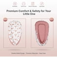 thumbnail image 4 of Baby Lounger – Infant Lounger for Newborn 0–24 Months, Baby Nest Lounger, Portable Newborn Lounger, Soft Breathable Cotton, Essentials for Babies at Home and Travel (PINKr), 4 of 9