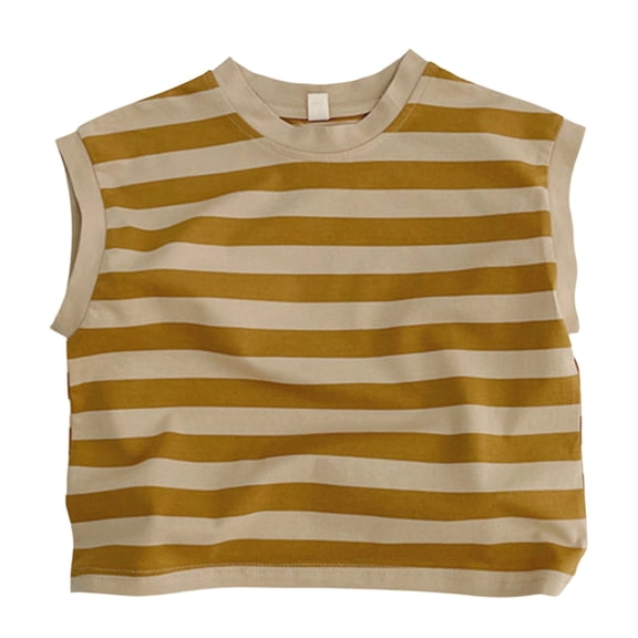 yillto Boys Cotton Tank Sleeveless Striped Undershirts Loose Casual Tee for Kids Summer Athletic Tshirts