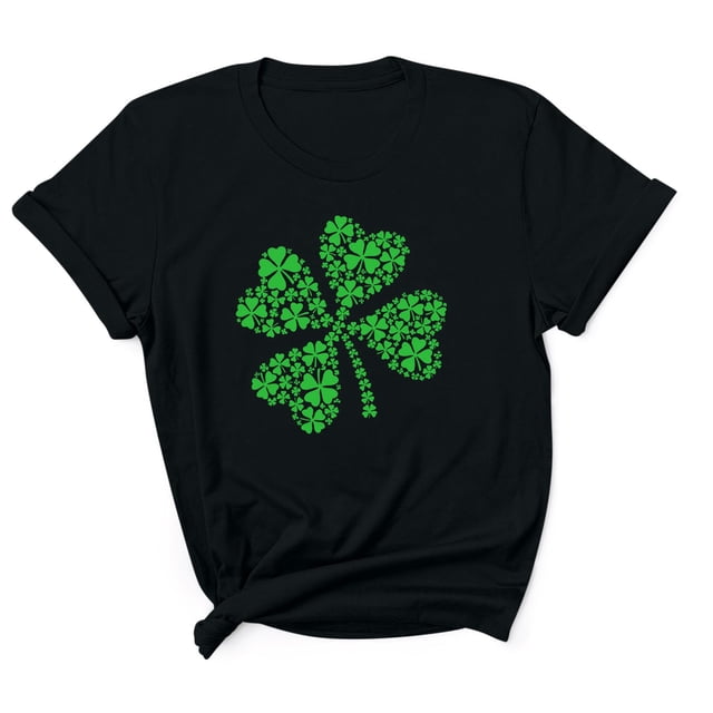 Besolor T-Shirts de la Saint-Patrick pour Femmes, Imprimé Trèfle, Manches Courtes, Col Rond Décontracté, Été, Graphiques