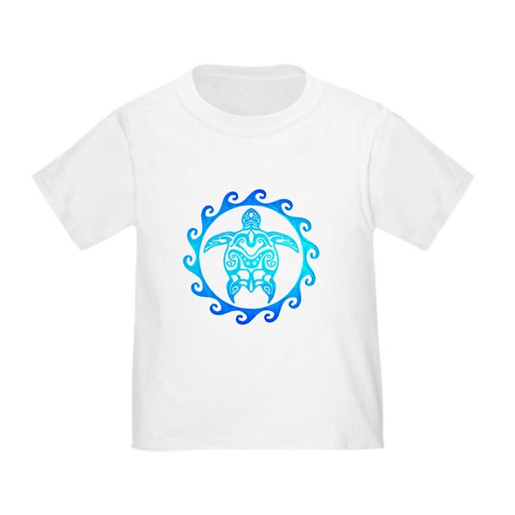 CafePress - Blue Tribal Turtle Sun T Shirt - Cute Toddler T-Shirt, 100% Cotton