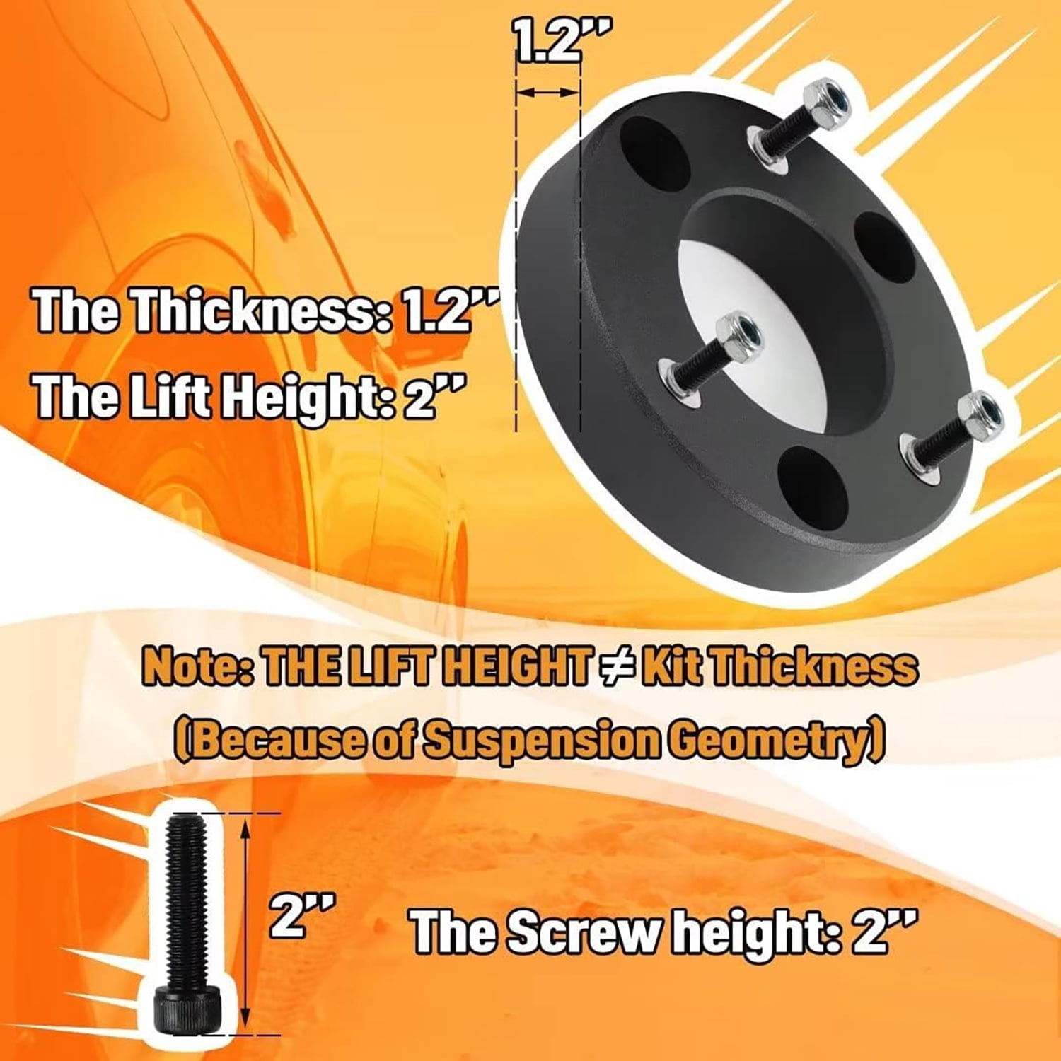 PANGOLIN 2Pcs 2" Front Leveling Lift Kit Fit for 2004-2022 F-150 Expedition, 2005-2008 Lincoln Mark LT Suspension Leveling Kit Automotive Professional Replacement Parts