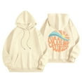thumbnail image 5 of Puliio Women's Hoodie Retro Sunset Wave Letter Graphic Print Oversized Soft Long Sleeve Beach Sweatshirt With Front Pocket, 5 of 5
