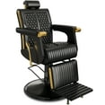 thumbnail image 3 of Baasha Professional Barber Chair, Comfortable Black Salon Chair with Luxury Gold Trim, Reclining Salon Chair with Removable Headrest, 360° Swivel, Weight Capacity Up to 440 lbs - Black, 3 of 9