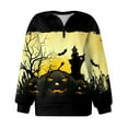 Womens Halloween Zip Up Sweatshirt Pumpkin Bats Print Y2K Oversized