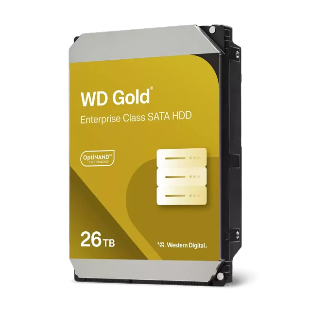 Western Digital 26TB WD Gold Enterprise Class SATA HDD, 3.5" Internal Hard Drive HDD, 7200 RPM, 512MB Cache, CMR - WD261KRYZ