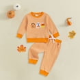 thumbnail image 2 of Akiihool Cute Baby Boy Clothes Outfit Boy One Year Old Clothes Cute Baby Sweatshirt Long Sleeve 1st Cake Smash Shirt and Pants Set Yellow,18-24 Months, 2 of 4