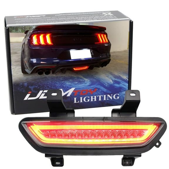 Smoked Lens All-In-One LED Rear Fog Light Kit For 2015-2017 Ford Mustang, w/Brilliant Red LED Ring as Tail/Brake Lamp & White LED as Backup Reverse Lamp