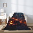 thumbnail image 5 of Throw Blanket for Couch Sofa and Bed, Halloween Vintage Pumpkin Castle (2) Super Soft Plush Throw Blanket, Fuzzy Cuteness Comfy Warm Washable Flannel Blanket & Throws for All Season 50"x40", 5 of 7