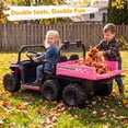 thumbnail image 3 of Costway 24V 2-Seater Ride on Dump Truck,4WD Kids Ride on Car with Electric Dump Bed Pink, 3 of 10