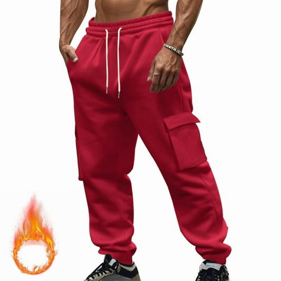 Chiccall Wide Leg Cargo Pants for Men Stretch Drawstring Elastic Waist 5 Pockets Elastic Bottom Jogger Cargo Pants