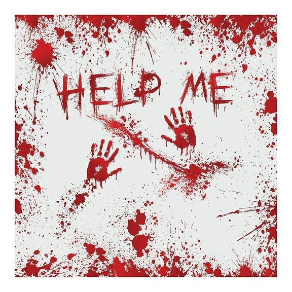 6 Ft. x 6 Ft. Halloween Horror Party Red & White Polyester Backdrop