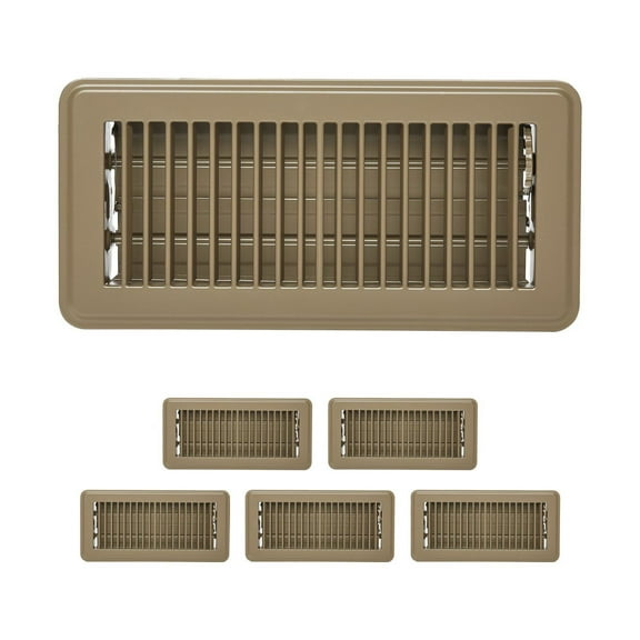 Floor Registers 4x10 Inch 6-Pack - Iron HVAC Vent Grilles - Brown - Adjustable Airflow - Durable Metal Construction - Home & Office