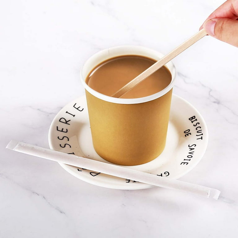 Coffee Stirrers Wood Stir Sticks Thick Individual Wrapped Drink Stirrer for  Tea Beverage, Corn Dog Stick Craft Stick 200PCS