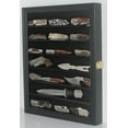 thumbnail image 3 of Knife Display Case Pocket Knife Display Stand Military Folding Knife Shadow Box Wall Cabinet with Uv Protection Real Glass Door Lockable, Black, 3 of 4