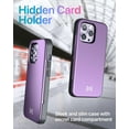 thumbnail image 4 of TORU CX SLIM for iPhone 14 Pro Max Case Wallet | Protective Shockproof Heavy Duty Cover with Hidden Card Holder & Card Slot | Mirror & Wrist Strap Included - Purple, 4 of 7