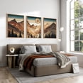 thumbnail image 6 of HPNIUB Large Mountain Framed Canvas Wall Art Tree Ring Rustic Desert Painting Brown Abstract Landscape Decor Set of 3 for Living Room Bedroom Office 24x36 Inch, 6 of 9