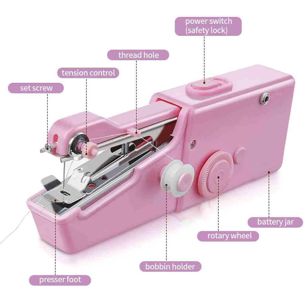 Sewing Handheld Sewing Machine Red Mini Small Portable Hand Held Sew