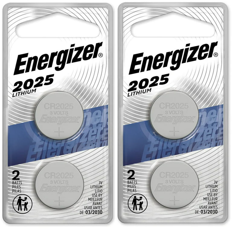 Energizer CR2025 Batteries, 3V Lithium Coin Cell 2025 Watch Battery, (4  Count) 