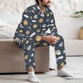 thumbnail image 7 of Honeii Cartoon Animals Pattern Mens Pajamas Set,2pcs Men's Lounge Long Sleeve Sleep Shirt and Pajama Bottoms Sleepwear Set,Mens Pjs Sets-Small, 7 of 7