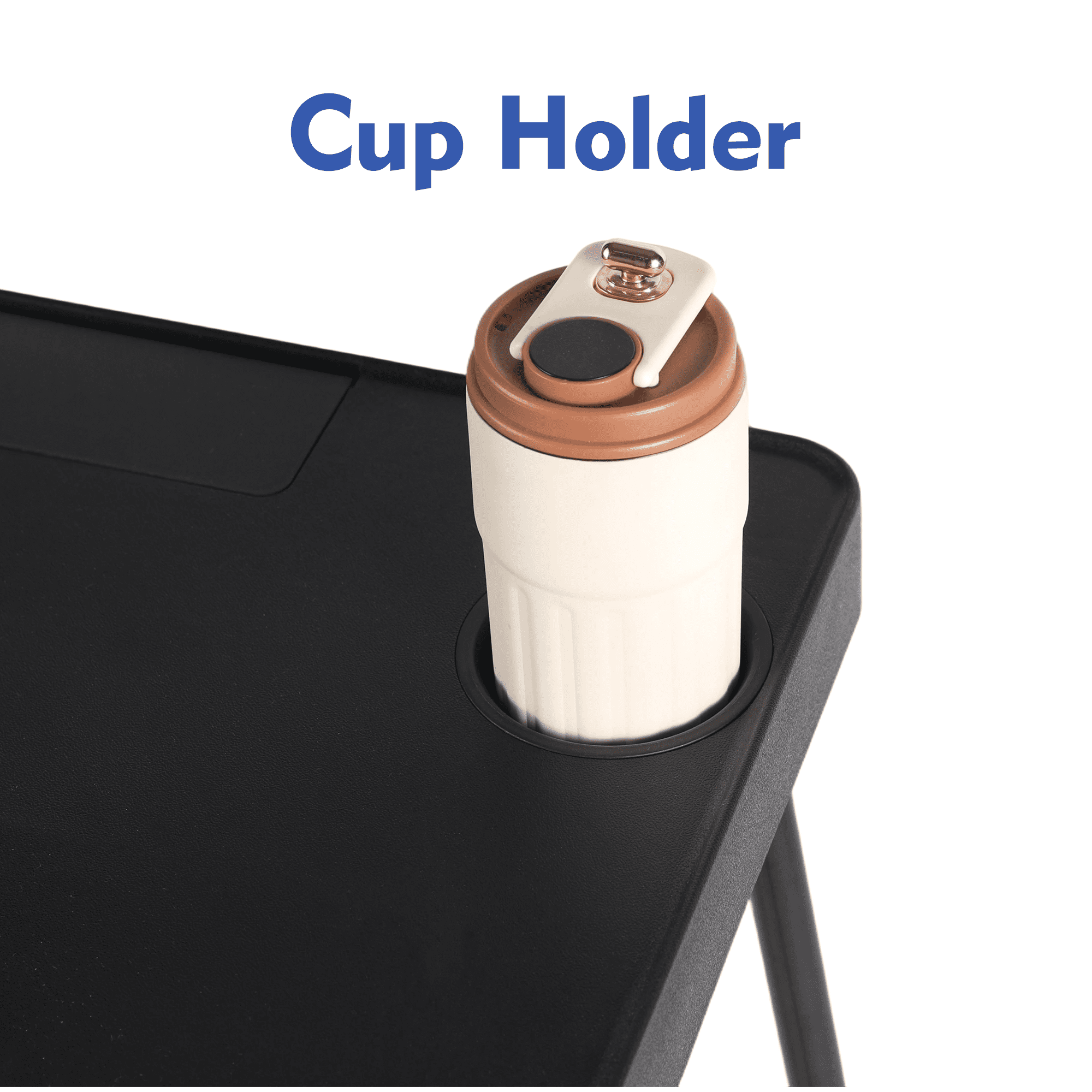 Mainstays 26" Adjustable Height Personal Folding Table with Cupholder and Tablet Holder, Black