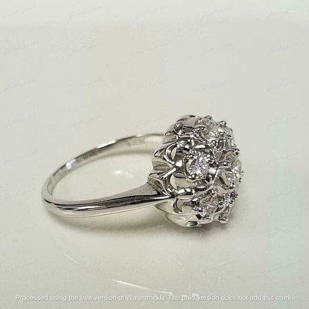 Women's Flower Style Engagement Ring 14K White Gold Plated Silver 3.00Ct Round Cut Lab Created VVS1/D Diamond