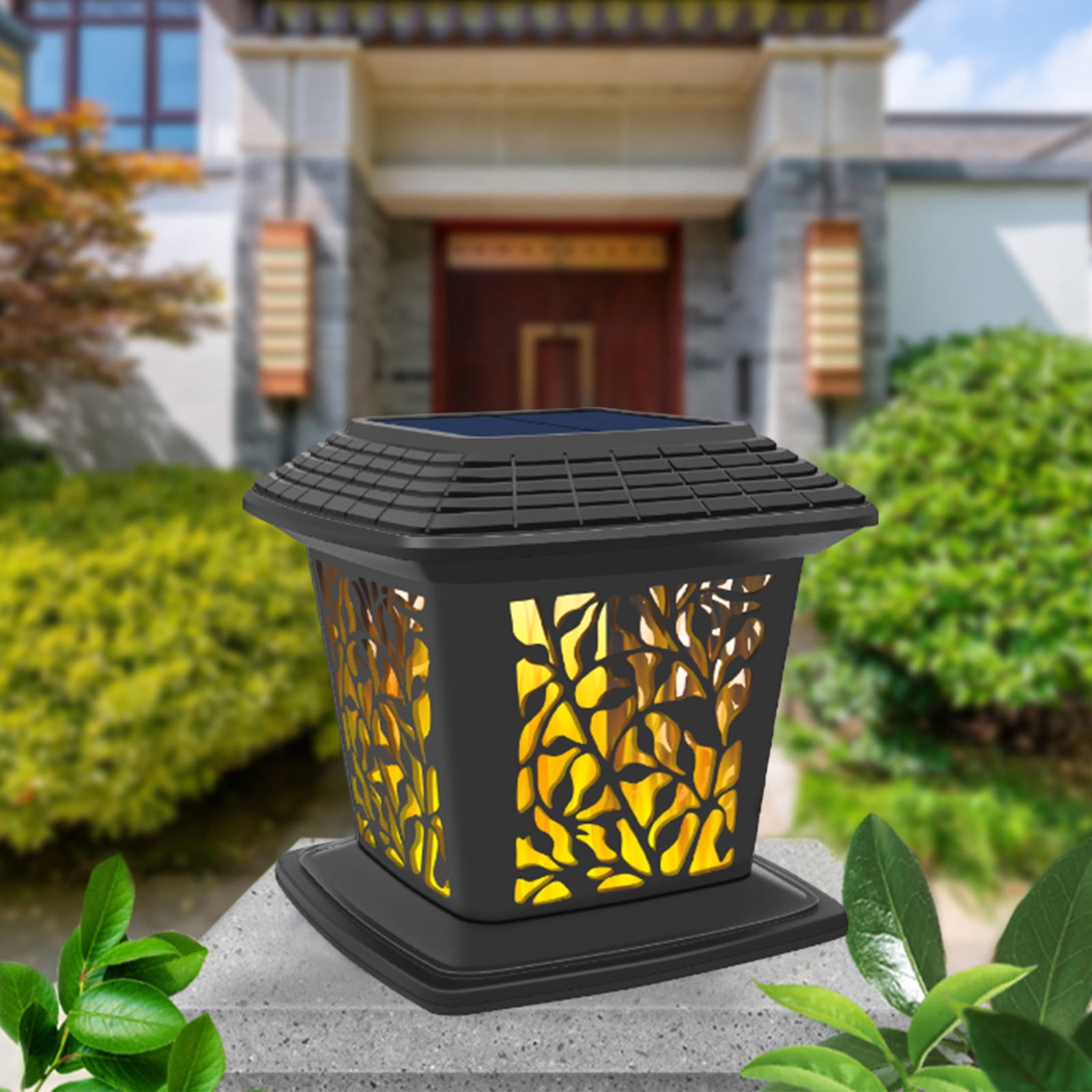 HOARBOEG Solar Post Lights Outdoor Fence Cap Light for Posts Patio Garden Decoration White Lighting Black，Lighting Solar Outdoor Post Cap Lights Light for Fence Solar Lights for Outside B