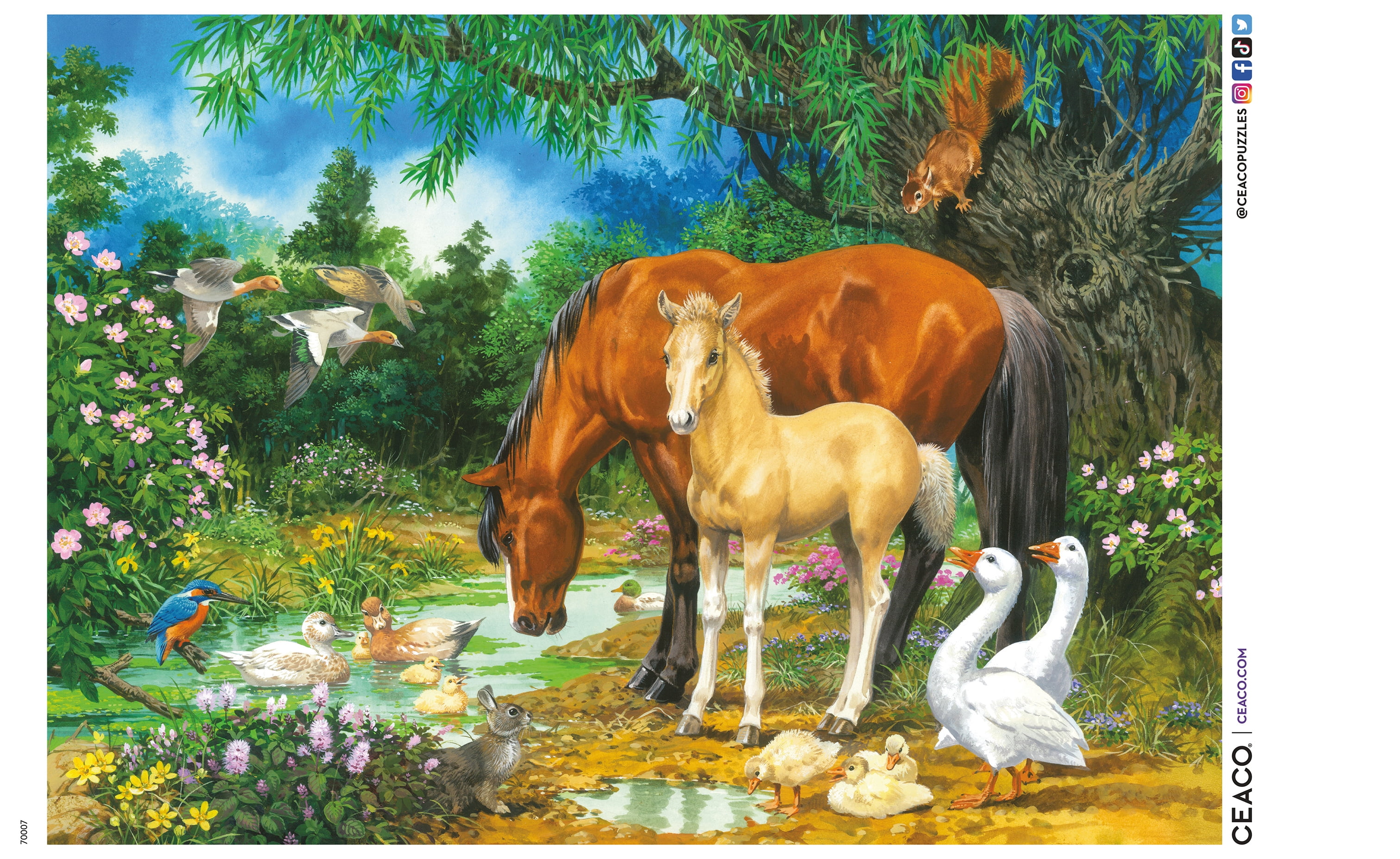 Ceaco John Francis Foal and Mare 500-Piece Interlocking Jigsaw Puzzle for Adults Ages 14+