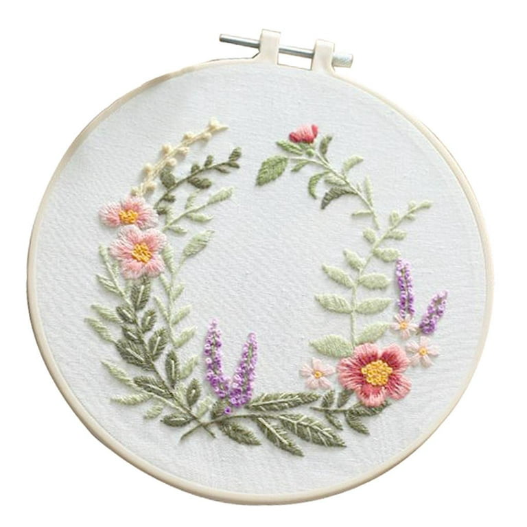 DIY Flowers Embroidery Material Package Beginner Non-finished Product  Flower Embroidery Cloth Threads Tools Kit Decor Artwork