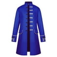 thumbnail image 2 of HOOMEUMY Mens Gothic Coat Fashion 2025 Trendy Classic Solid Coat Stand Collar Jacket Steampunk Design Casual Workout Long Sleeve Clothes Blue XXL, 2 of 4