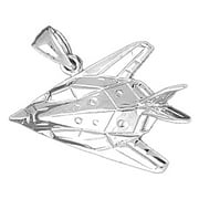 18K White Gold Airplane Pendant - 31 mm