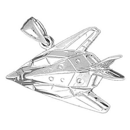 18K White Gold Airplane Pendant - 31 mm