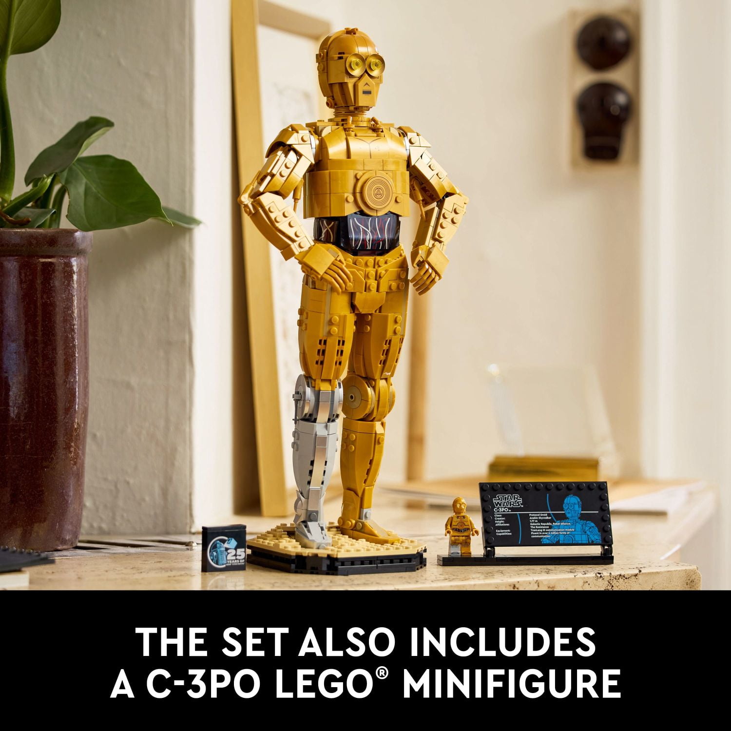 LEGO Star Wars C-3PO Buildable Droid Figure, Build and Display Model with C-3PO Minifigure, Star Wars Collectible for Home or Office Décor, Nostalgic Gift Idea for Adults, Fans or Collectors, 75398