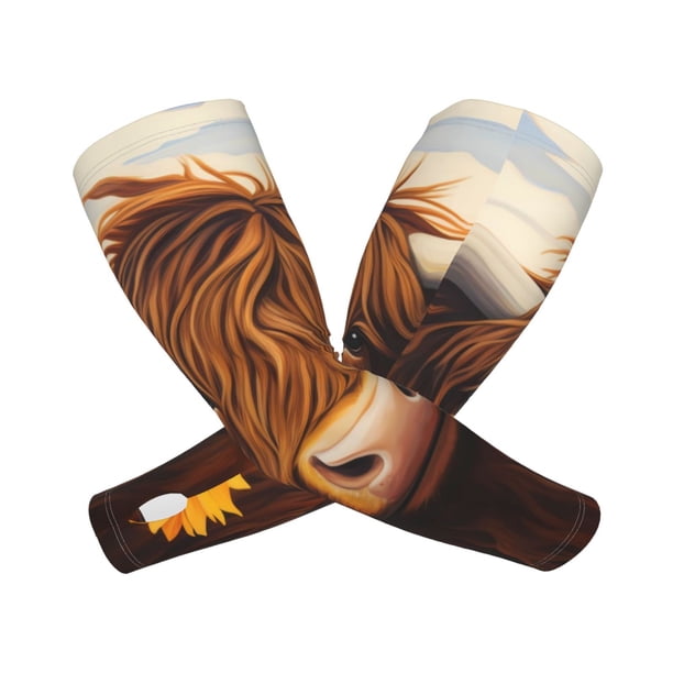 Balery Countryside Sunflower Cow Mangas Refrescantes para Brazos para Hombre y Mujer – Transpirables y Absorbentes de Humedad para Mujeres, Hombres y Niños
