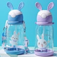 thumbnail image 5 of 500ml Large Capacity Straw Water Bottle for Kids - Portable Plastic Drink Bottle with Cute Rabbit Design, Leak-Proof for School & Travel, 5 of 7