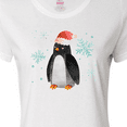 thumbnail image 4 of Inktastic Christmas Penguin in Red Santa Hat with Snowflakes Women's T-Shirt, 4 of 5