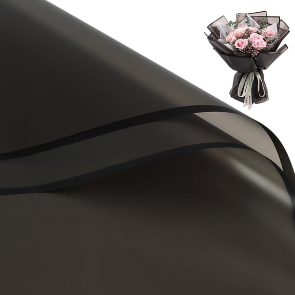 20 Sheets Black Flower Wrapping Paper, Florist Bouquet DIY Craft Flower Wrapping Paper with Black Border Floral Wrapping Box Packaging Material Florist Supplies, 22.8*22.8 Inches
