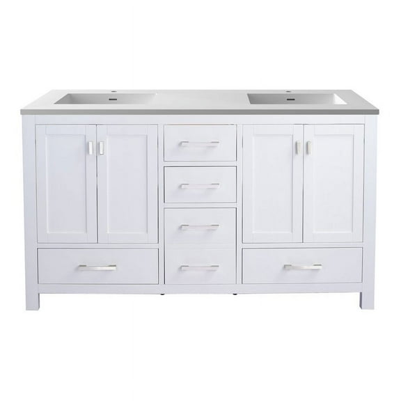 Laviva Wilson 60" Wood Cabinet with VIVA Stone Countertop in Matte White