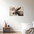 thumbnail image 3 of ZHONGYUTONG Large Moose Wall Art Wildlife Canvas Pictures Rustic Forest Wilderness Animal Painting Elmer Moose Artwork for Home Cabin Wall Decor Frame (16.00" x 24.00"), 3 of 6
